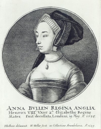 Anna Bolena, inciso da Wenceslaus Hollar da Hans (after) Holbein the Younger