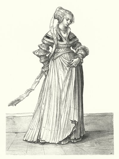 Costume di una donna di Basilea (incisione) da Hans (after) Holbein the Younger