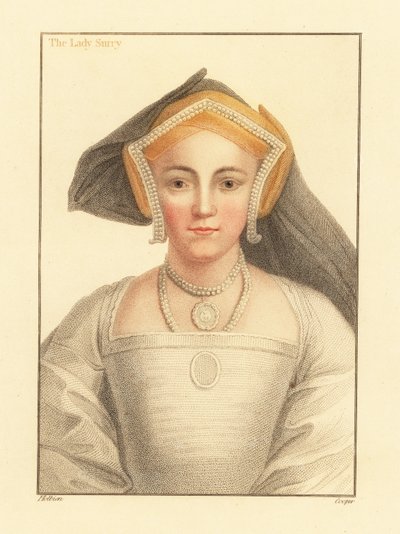 Frances Howard, contessa di Surrey, 1812 (incisione) da Hans (after) Holbein the Younger