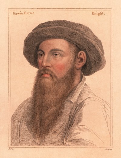 Sir Gavin Carew, figlio di Sir Edmond Carew di Stringham (incisione) da Hans (after) Holbein the Younger