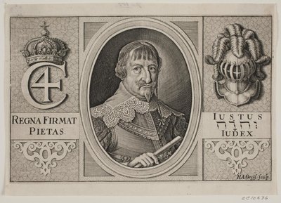 Cristiano IV. Illustrazione per Peder Vinstrup, "Il trombettiere danese", 1644 da Hans Andreas Greys