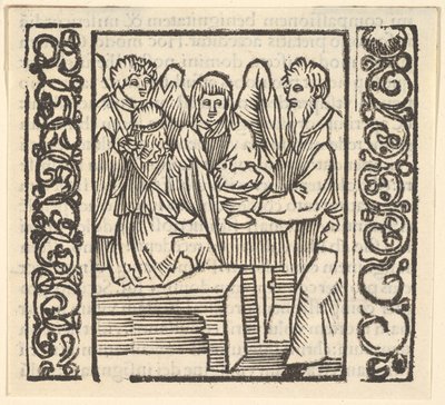 Angeli serviti a tavola, illustrazione da Speculum Passionis da Hans Baldung