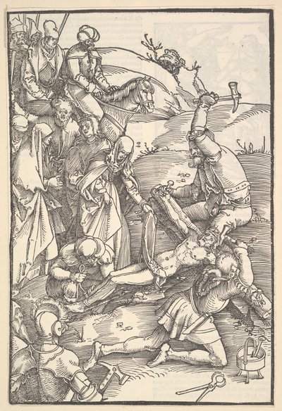 Cristo inchiodato alla croce, verso: Cristo inchiodato alla croce, da Speculum Passionis Domini, 1507 da Hans Baldung