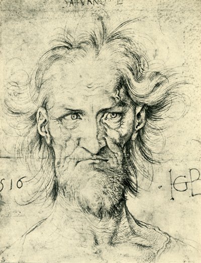 Testa di un vecchio barbuto Saturno, 1516, 1943 da Hans Baldung