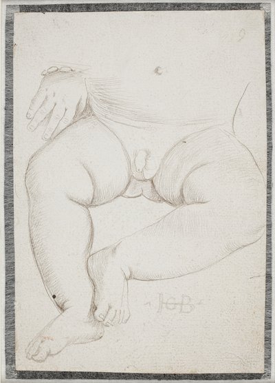 Stomaco, grembo, gamba e una mano con braccialetto di un bambino piccolo da Hans Baldung Grien