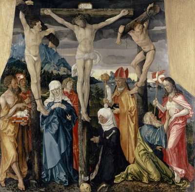 Cristo crocifisso con i ladroni, santi e una donatrice da Hans Baldung Grien