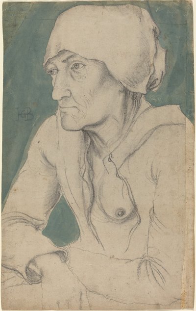 Mezza Figura di una Vecchia con un Cappello da Hans Baldung Grien