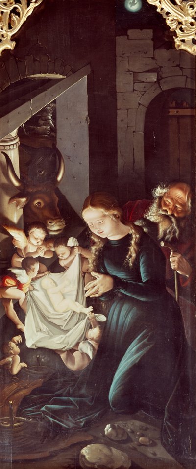 Natività di Gesù, pannello delle Storie della Vergine, Altare della cattedrale di Friburgo da Hans Baldung Grien
