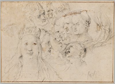 Studi di teste (recto); Studi di una figura maschile (verso) da Hans Baldung Grien