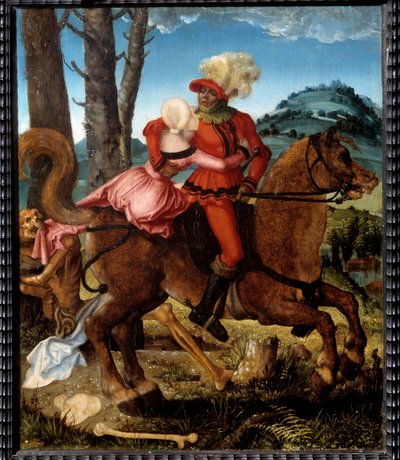 Il cavaliere, la ragazza e la morte. La morte è rappresentata in forma allegorica da Hans Baldung Grien