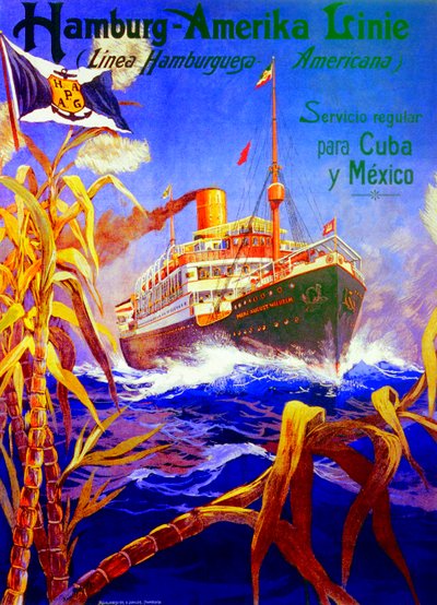 Poster pubblicitario della Hamburg American Line da Hans Bohrdt