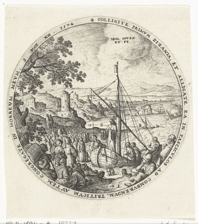 Cristo predica sulla riva del lago (Onkruid onder de tarwe) da Hans Bol