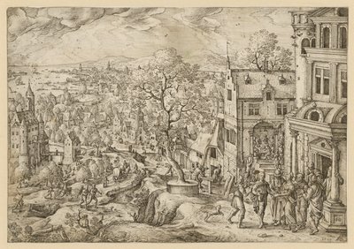 La storia di Tobia in un ampio paesaggio da Hans Bol