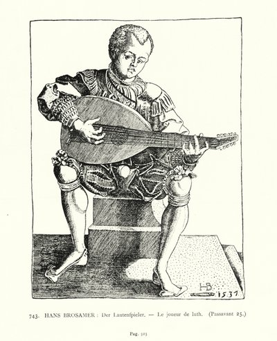 Il suonatore di liuto (incisione) da Hans Brosamer