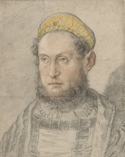 Ritratto di un uomo nobile con barba e berretto dorato da Hans Burgkmair (I)