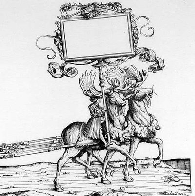 Una coppia di cervi che guida una carrozza, dalla Processione Trionfale di Massimiliano, c.1516-18 da Hans Burgkmair