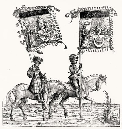 Due cavalieri a cavallo, dalla Processione Trionfale di Massimiliano, c.1516-18 da Hans Burgkmair