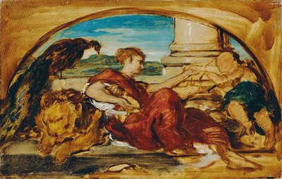 Figura allegorica con leone e pavone da Hans Canon