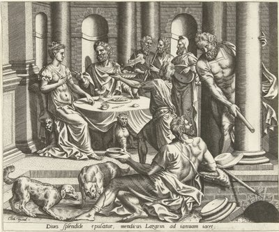 Lazzaro mendica davanti alla casa del ricco da Hans Collaert (I) (possibly)