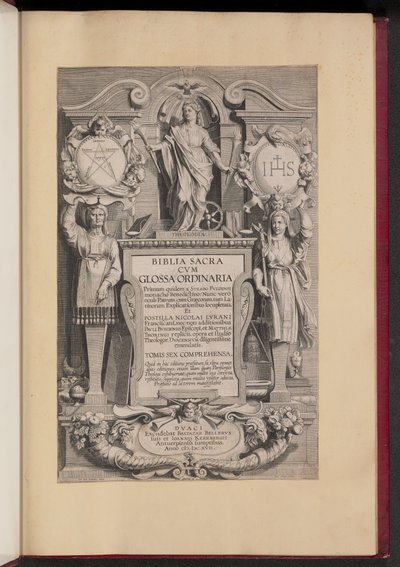 Pagina del titolo per Biblia Sacra Cvm Glossa Ordinaria da Hans Collaert the Younger after Sir Peter Paul Rubens