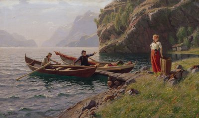 Vita quotidiana nel paesaggio dei fiordi da Hans Dahl