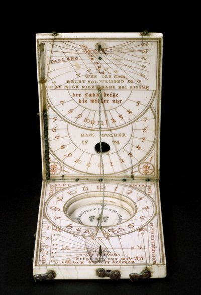 Meridiana a bussola da tavoletta, Norimberga, 1574 da Hans Ducher