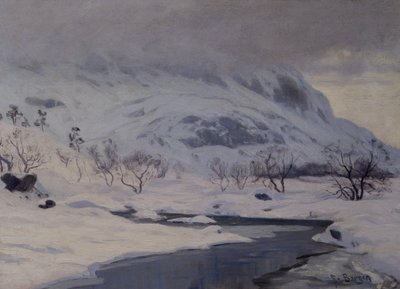 Paesaggio montano, inverno da Hans Fredrik Henriksen Borgen