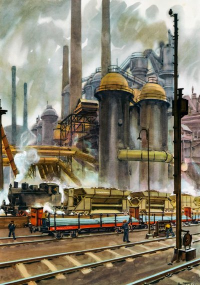 Ferrovie tedesche - Trasporto di minerali e merci pesanti presso le Officine Röchling a Völklingen, Saarland da Hans Friedrich