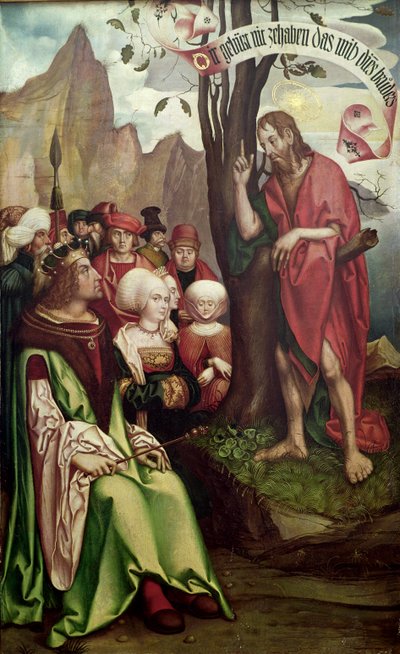 San Giovanni Battista predica davanti a Erode, dal Trittico di San Giovanni, 1514 da Hans Fries