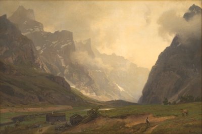 Le cime dei troll a Romsdalen: Il piede di Romsdalshorn a destra da Hans Gude
