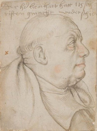 Ritratto del calligrafo Leonhard Wagner, soprannominato Würtslin, monaco dei Santi Ulrico e Afra ad Augusta, di profilo a destra da Hans Holbein d.Æ.