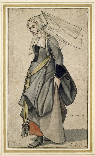 Una giovane donna inglese, XVI secolo (penna e inchiostro e acquerello su carta) da Hans Holbein der Jüngere