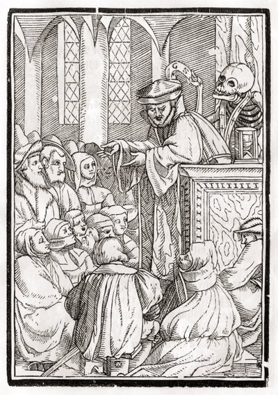 La morte arriva per il predicatore, inciso da Georg Scharffenberg, da 