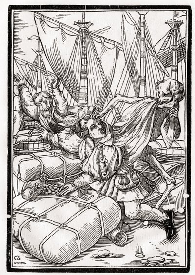 La morte arriva al mercante, inciso da Georg Scharffenberg, da 