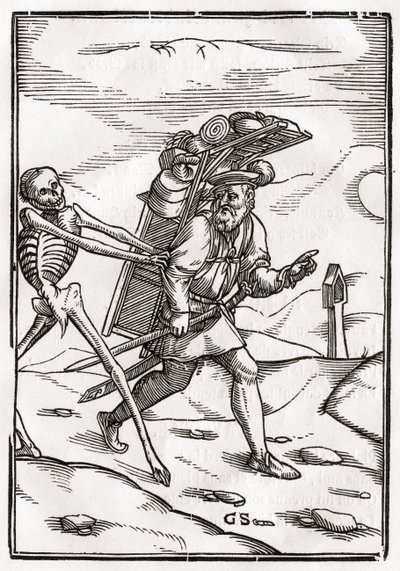 La morte arriva al venditore ambulante, inciso da Georg Scharffenberg, da 