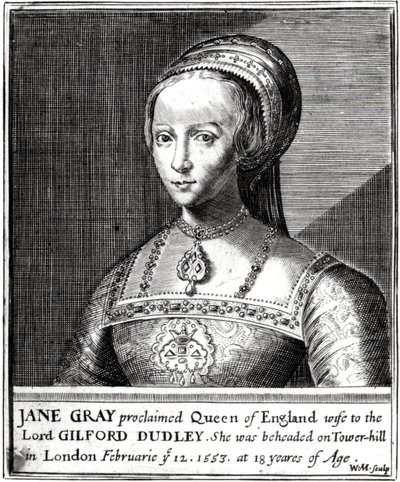 Jane Gray, incisa da William Marshall, 1648 da Hans Holbein der Jüngere