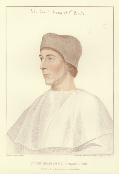 John Colet, Decano della Cattedrale di San Paolo (acquatinta) da Hans Holbein der Jüngere