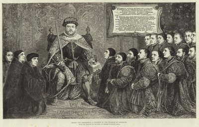 Re Enrico VIII presenta una carta al Collegio dei Chirurghi da Hans Holbein der Jüngere