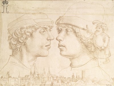 Ritratti di Due Giovani, un Nano e un Paesaggio Urbano, c.1514 (punta d