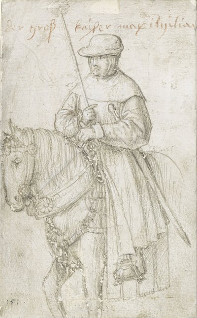 Il Kaiser Massimiliano I in abito da viaggio a cavallo da Hans Holbein the Elder