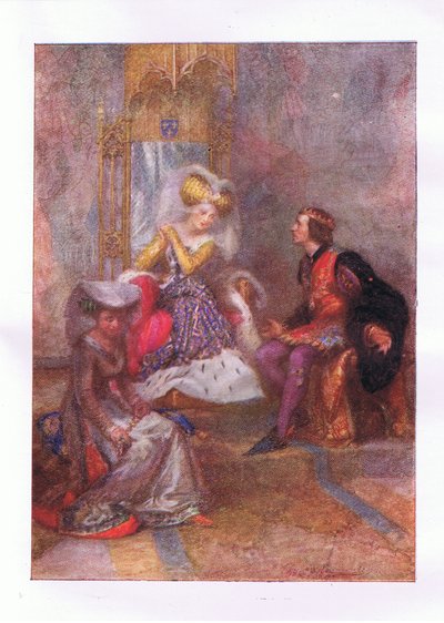 E cosa dici allora del mio amore? (Re Enrico V), dalle Opere Complete di Shakespeare pubblicate da George Harrap & Co Ltd, anni 1920 da Hans Holbein der Jüngere