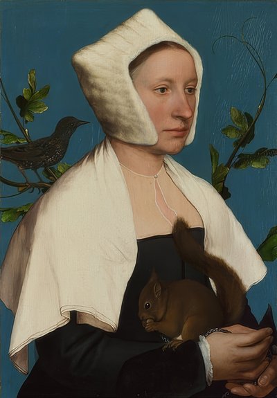 Dama con scoiattolo e storno (Anne Lovell?). Circa 1526-28 da Hans Holbein der Jüngere