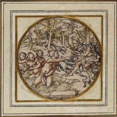 Diana e Atteone - Disegno per un pendente o distintivo da cappello, c.1532-43 da Hans Holbein der Jüngere