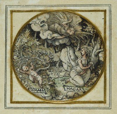 Agar e Ismaele - Design per un pendente o distintivo da cappello, c.1532-43 da Hans Holbein der Jüngere