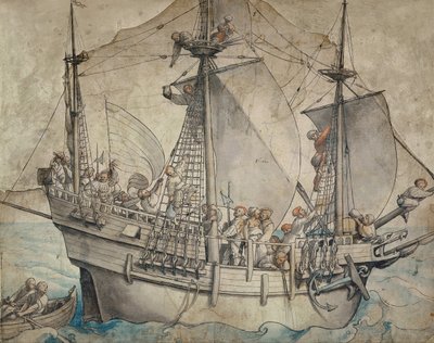 Nave con marinai festanti, lanzichenecchi e una sutleress da Hans Holbein der Jüngere