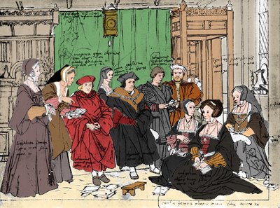 La Famiglia More, dallo schizzo di Holbein al Museo di Basilea, 1527, 1903 da Hans Holbein der Jüngere