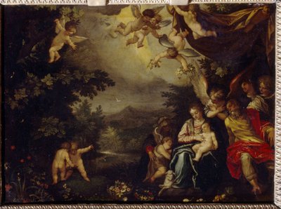 La Sacra Famiglia con Santa Elisabetta e San Giovanni Battista da Hans I or Johann Rottenhammer