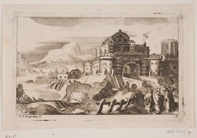 Paesaggio con Gesù e due apostoli davanti a una porta della città da Hans Jørgen Kirksteen