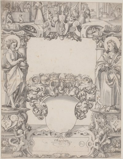 Disegno di vetro con San Giovanni Battista e San Giovanni Evangelista da Hans Kaspar Lang the Elder