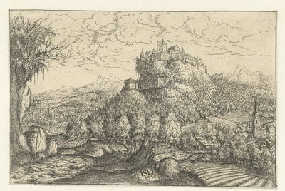 Paesaggio con castello su una montagna da Hans Lautensack
